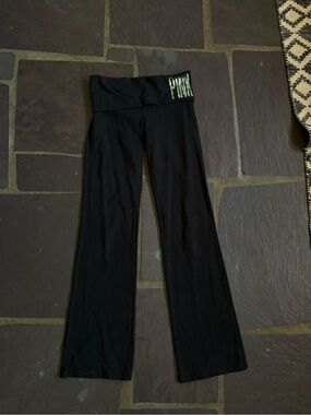 Victoria's Secret PINK Yoga Black Fold-Over Waistband Leggings